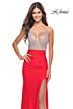 La Femme 31590 Surplice V-Neckline Lace-Up Back Dress