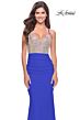 La Femme 31591 Rhinestone-Adorned Corset Lace-Up Back Dress