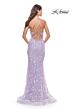 La Femme 31596 Deep V-Neckline Lace-Up Back Dress