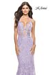 La Femme 31596 Deep V-Neckline Lace-Up Back Dress