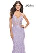 La Femme 31596 Deep V-Neckline Lace-Up Back Dress