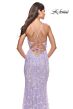 La Femme 31596 Deep V-Neckline Lace-Up Back Dress