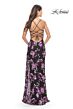 La Femme 31597 Floral Print Shallow V-Neckline Dress