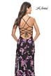 La Femme 31597 Floral Print Shallow V-Neckline Dress