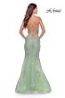 La Femme 31598 Illusion Bodice Floral Appliques Dress