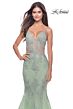 La Femme 31598 Illusion Bodice Floral Appliques Dress