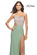 La Femme 31600 Rhinestone Top High Slit One Shoulder Dress