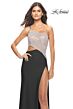 La Femme 31600 Rhinestone Top High Slit One Shoulder Dress
