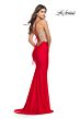 La Femme 31606 Crisscross Rhinestone-Embellished Lace-Up Back Dress