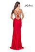 La Femme 31606 Crisscross Rhinestone-Embellished Lace-Up Back Dress