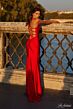 La Femme 31618 Surplice Bodice Lace-Up Back Dress