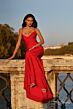 La Femme 31618 Surplice Bodice Lace-Up Back Dress