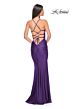 La Femme 31618 Surplice Bodice Lace-Up Back Dress