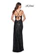 La Femme 31657 Floral Corset Sequin Skirt Tie Back Dress