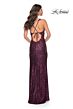 La Femme 31657 Floral Corset Sequin Skirt Tie Back Dress