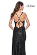 La Femme 31657 Floral Corset Sequin Skirt Tie Back Dress