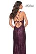 La Femme 31657 Floral Corset Sequin Skirt Tie Back Dress