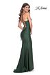 La Femme 31857 Lace Corset Ruched Skirt Dress