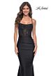 La Femme 31857 Lace Corset Ruched Skirt Dress