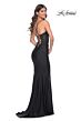 La Femme 31857 Lace Corset Ruched Skirt Dress