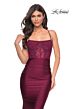 La Femme 31857 Lace Corset Ruched Skirt Dress