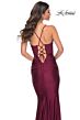 La Femme 31857 Lace Corset Ruched Skirt Dress