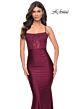 La Femme 31857 Lace Corset Ruched Skirt Dress