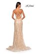 La Femme 31865 Scalloped Neckline Lace-Up Embellished Dress