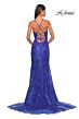 La Femme 31865 Scalloped Neckline Lace-Up Embellished Dress