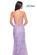La Femme 31865 Scalloped Neckline Lace-Up Embellished Dress