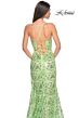 La Femme 31865 Scalloped Neckline Lace-Up Embellished Dress