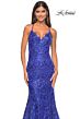 La Femme 31865 Scalloped Neckline Lace-Up Embellished Dress
