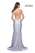 La Femme 31878 Lace-Up Back Cutaway Slit Ruched Dress