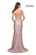 La Femme 31878 Lace-Up Back Cutaway Slit Ruched Dress