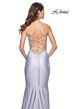 La Femme 31878 Lace-Up Back Cutaway Slit Ruched Dress