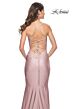 La Femme 31878 Lace-Up Back Cutaway Slit Ruched Dress