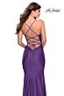 La Femme 31878 Lace-Up Back Cutaway Slit Ruched Dress