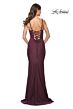 La Femme 31919 Lace-Up Back Ruched Jersey Dress