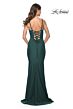 La Femme 31919 Lace-Up Back Ruched Jersey Dress