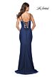 La Femme 31919 Lace-Up Back Ruched Jersey Dress
