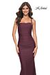 La Femme 31919 Lace-Up Back Ruched Jersey Dress