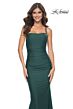 La Femme 31919 Lace-Up Back Ruched Jersey Dress