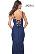 La Femme 31919 Lace-Up Back Ruched Jersey Dress