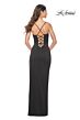 La Femme 31928 Embellished High Slit Lace-Up Dress