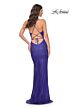 La Femme 31929 High Slit Lace-Up Back Sparkly Dress
