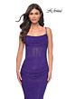 La Femme 31932 Draped Corset Spaghetti Straps Hot Fix Dress