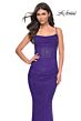 La Femme 31932 Draped Corset Spaghetti Straps Hot Fix Dress
