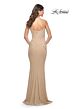 La Femme 31932 Draped Corset Spaghetti Straps Hot Fix Dress