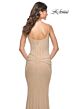 La Femme 31932 Draped Corset Spaghetti Straps Hot Fix Dress