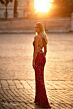 La Femme 31933 Lace-Up Back Floral Sequin Dress